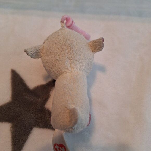 2016 Ty Beanie Boos Twinkle White Lamb 3.5" Clip Plush Sparkle Eyes Easter - Picture 3 of 6